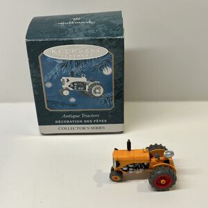 Hallmark Antique orange Tractor Keepsake Ornament 2001 Die Cast Metal New